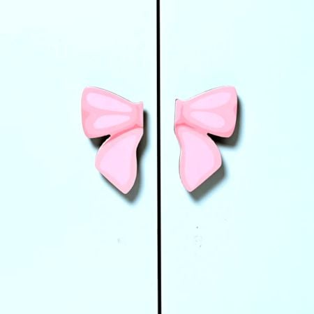 Handcrafted Acacia Wood Pink Bow Handle Pair
